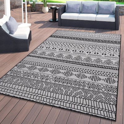 World Rug Gallery Contemporary Geometric Bohemian Textured Flat Weave Indoor/Outdoor Area Rug