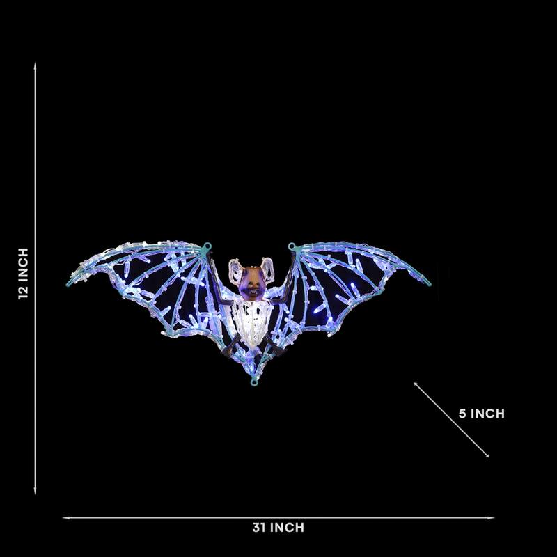 LED Lighted Bat Outdoor Halloween Decoration - 31.5" - Turquoise Blue