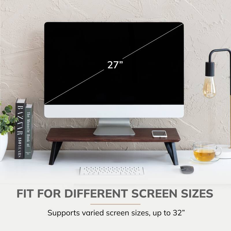 Jani Wood Monitor Stand Riser Desk - Ergonomic Design Stand, Desktop Organizer Table for Home, Office Workspace, Gaming Desk