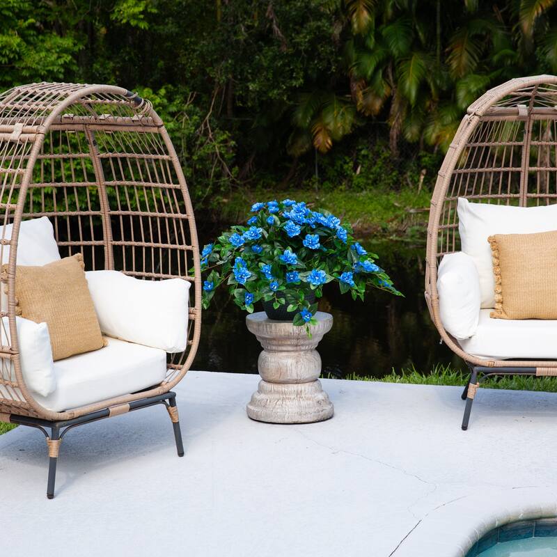 24-in UV Resistant Artificial Azalea Hanging Plant - Set of 3