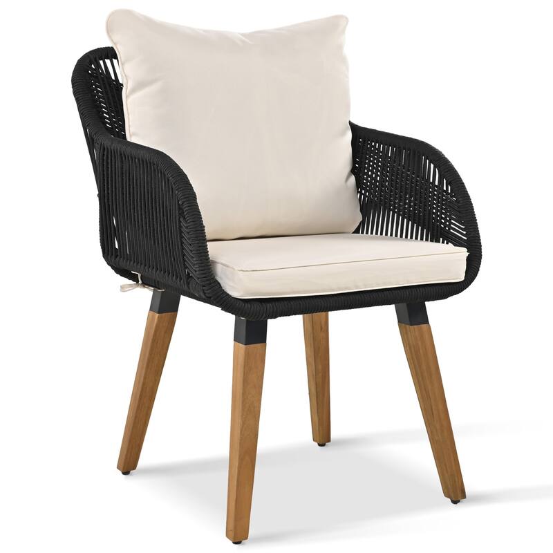 5 Pcs Outdoor Patio Furniture Set, All-Weather Patio Conversation Set with Wicker Cool Bar Table, Single Chairs and Ottomans