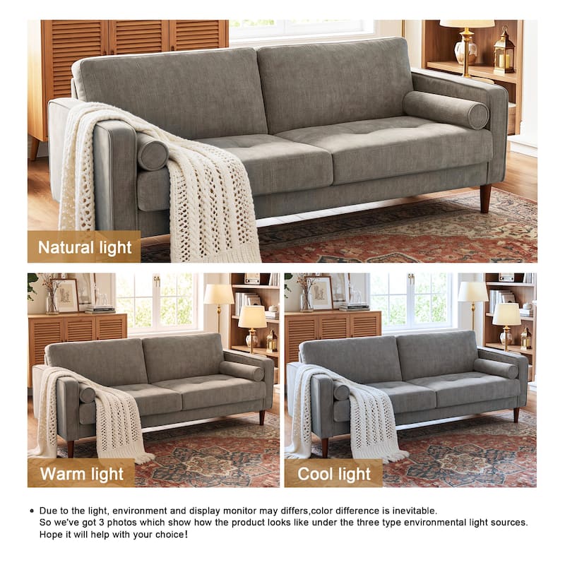 62.5'' W Corduroy Couch Upholstered Square Arm Sofa