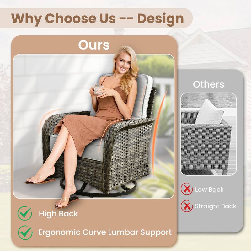 XIZZI Outdoor Patio Furniture Grey Wicker Conversation Seating Set