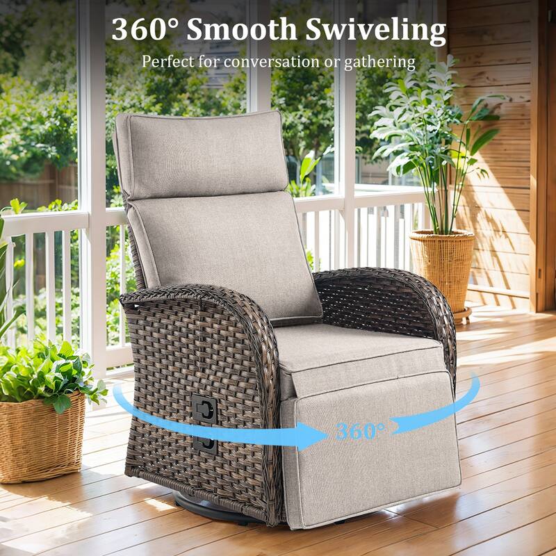 Pocassy Swivel Reclining Chair Lounge Chair with Adjustable Backrest