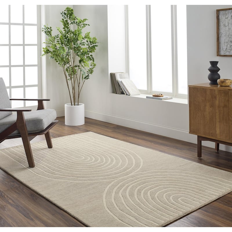 Banastre Handmade Arched Stripes Wool Area Rug - Taupe/Brown - 8' x 10'