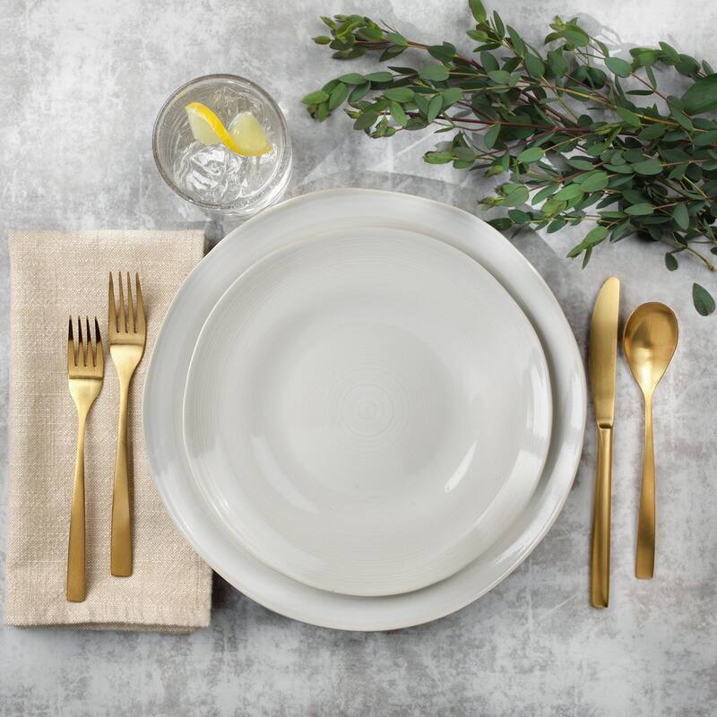 Euro Ceramica Neree 20 Piece Reactive Glaze Stoneware Dinnerware Set - Ivory