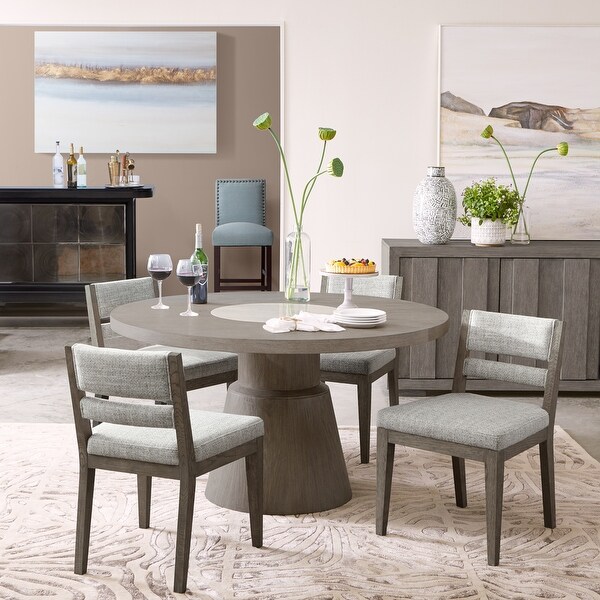 Round Grey Oak Dining Table with Round White Marble Inset. Opens flyout.