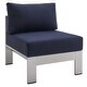 preview thumbnail 20 of 21, Shore Sunbrella Outdoor Patio Aluminum 9 Piece Sectional Sofa Set