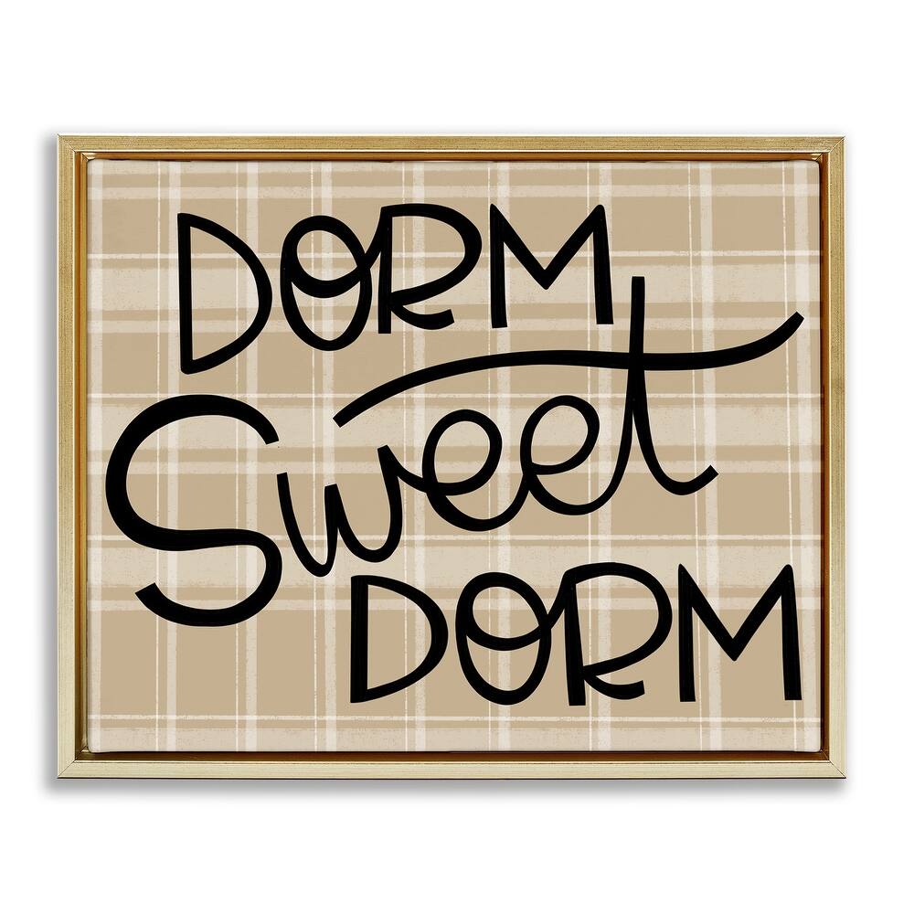 Stupell Sweet Dorm on Plaid Framed Floater Canvas Wall Art Design By Mandy Ford Art + Illustration