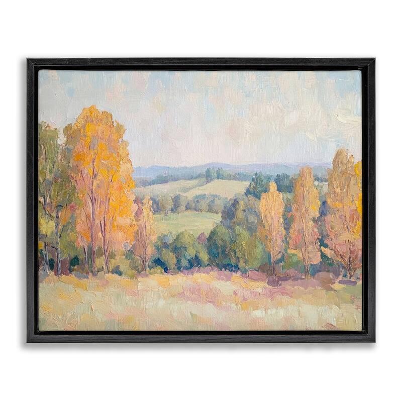 Stupell Countryside in Autumn Framed Floater Canvas Wall Art Design By Petal Prints Design - 21 x 17 - Black