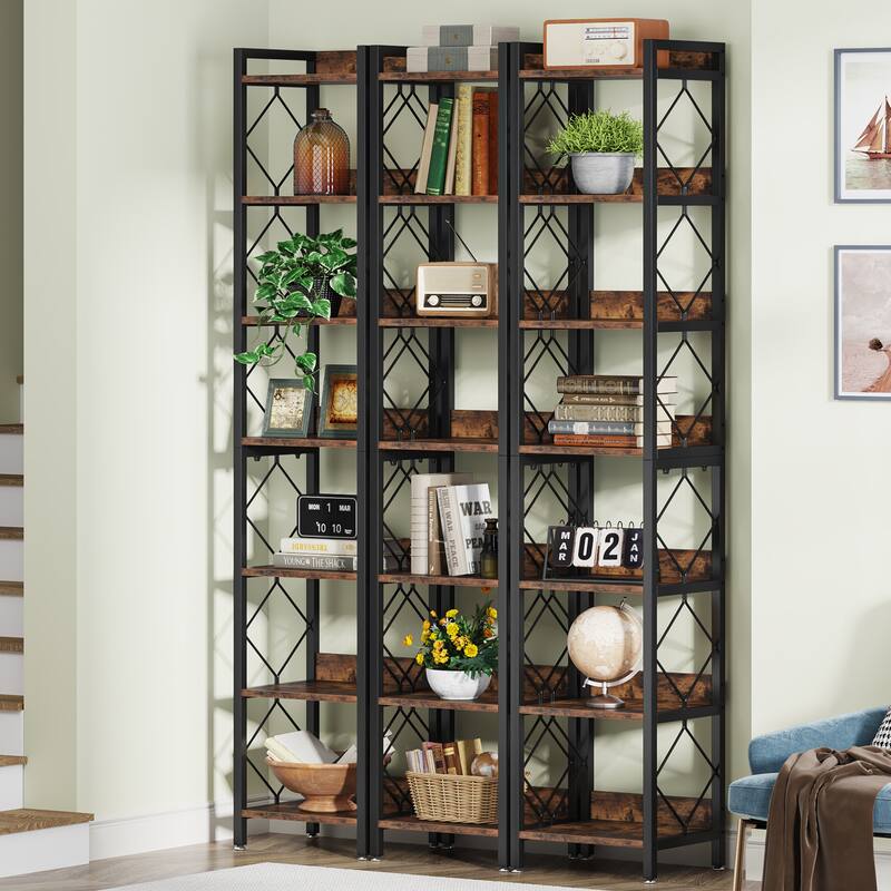 78.7 Inch Extra Tall Narrow Bookshelf, 7 Tier Corner Bookcase