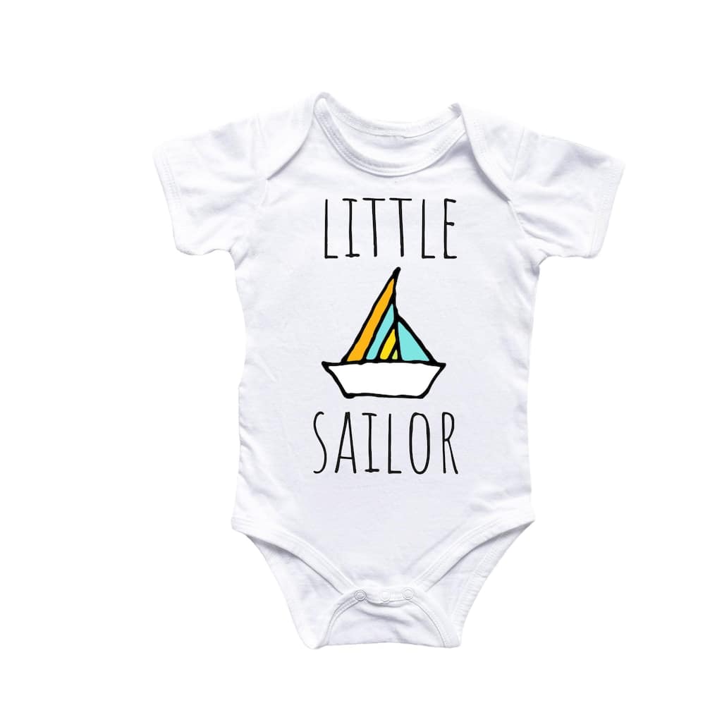 Little Sailow Sailboat Nautical - Baby Boy Girl Clothes Infant Bodysuit Funny Cute Newborn