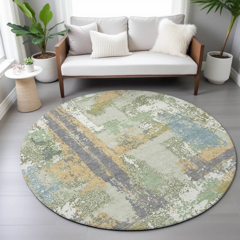 Machine Washable Indoor/Outdoor Casual Contemporary Chantille Rug