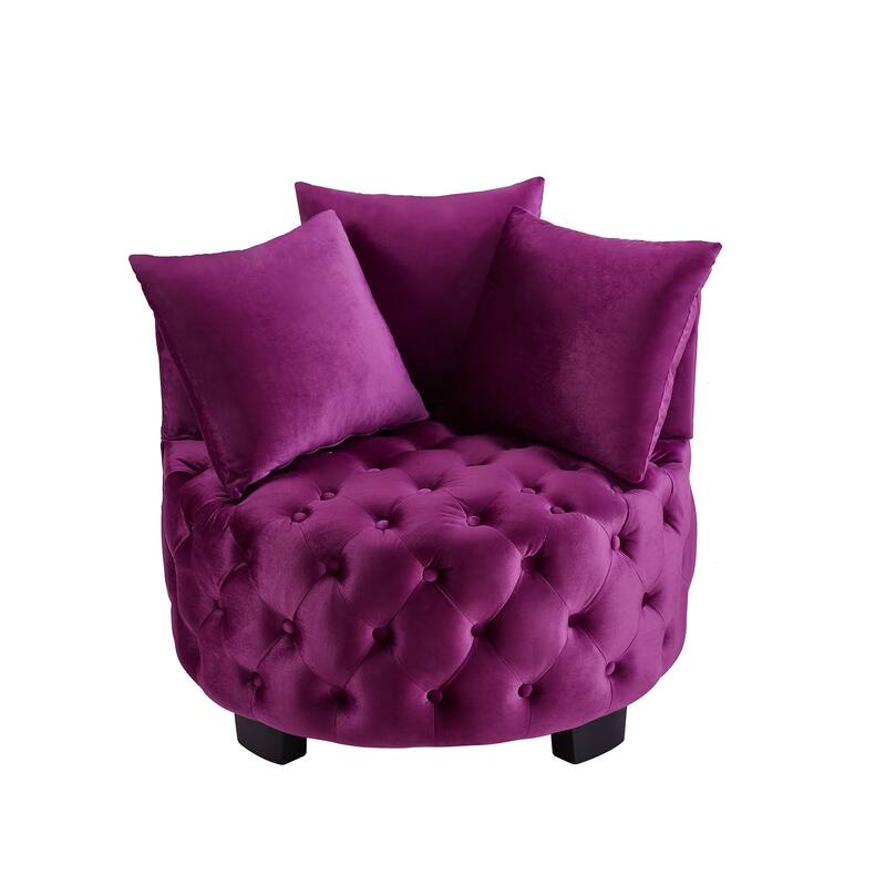 Upholstered Tufted Leisure Chair Accent Chair, Velvet Single Sofa Round Club Chair