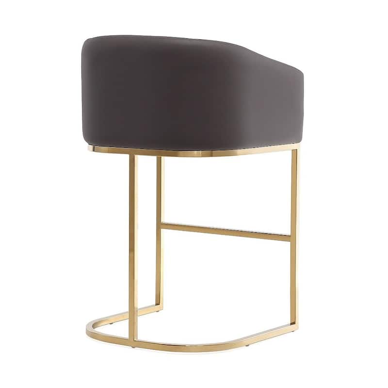Manhattan Comfort Louvre 36 in. Titanium Gold Stainless Steel Counter Height Bar Stool (Set of 2)