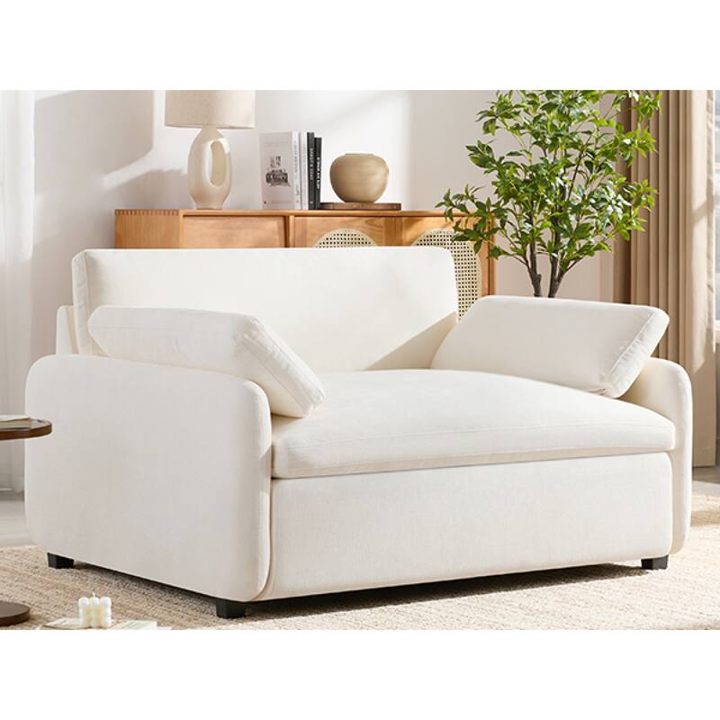 Roomfitters 50" Oversized Chenille Accent Chair, Wide Deep Seat Single Sofa, Modern Upholstered Lounge Chair with Pillows