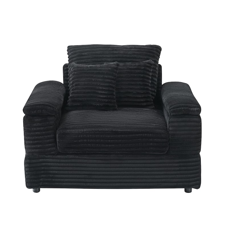 Corduroy Single Sofa Sets with 2 Throw Pillows and 500lb Weight Capacity