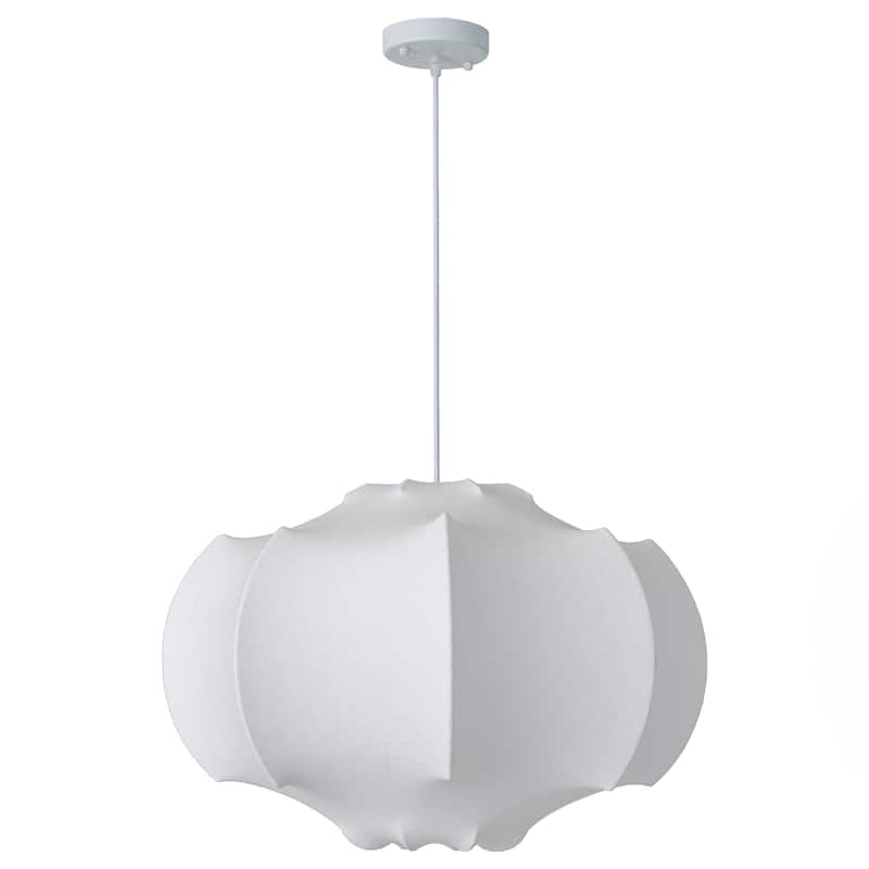24" Farmhouse White Silk Fabric 3-Light Chandelier Pendant Light for Dining Room