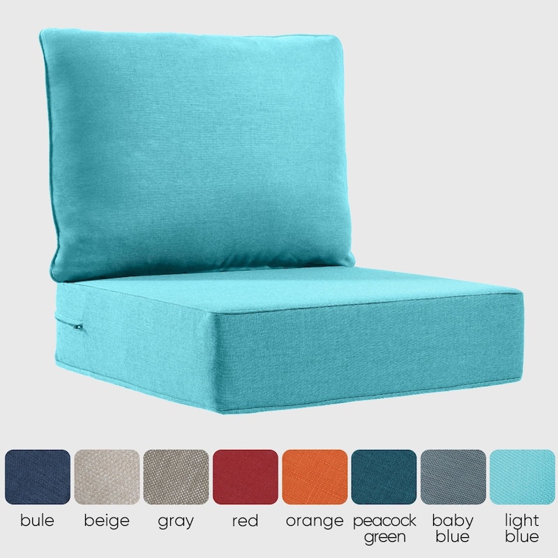 Outdoor Deep Seat Cushion 24 x 24 x 6 Inch - Light Blue - 6 Inch - Light Blue - 6 Inch
