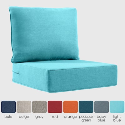 Outdoor Deep Seat Cushion 24 x 24 x 6 Inch - Light Blue - 6 Inch
