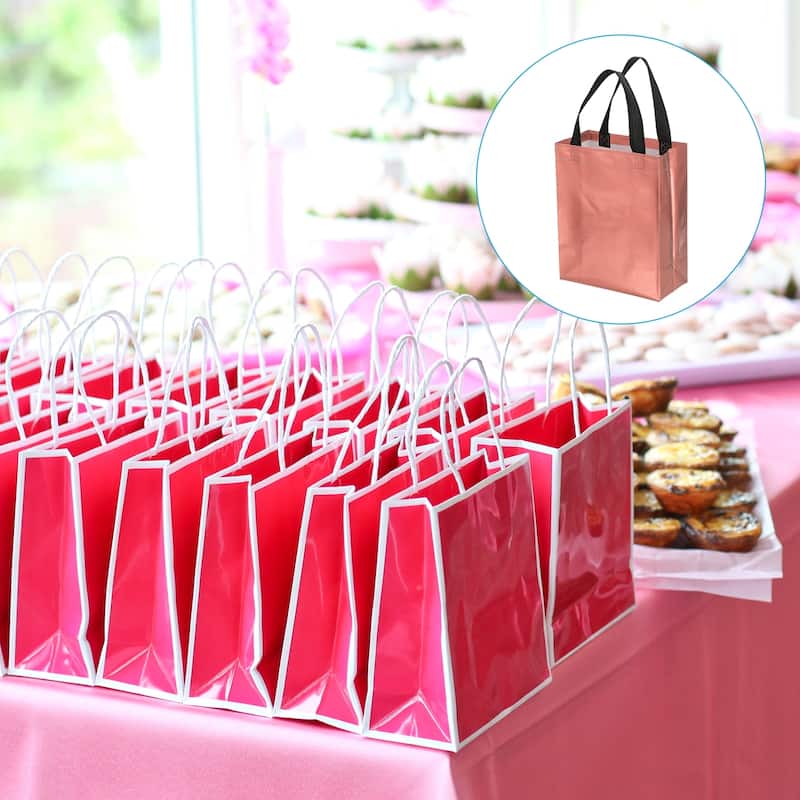 Gift Bags with Cards, 12 Set 8" Reusable Non-Woven Gift Goodie Bags - 10"x8"x4"