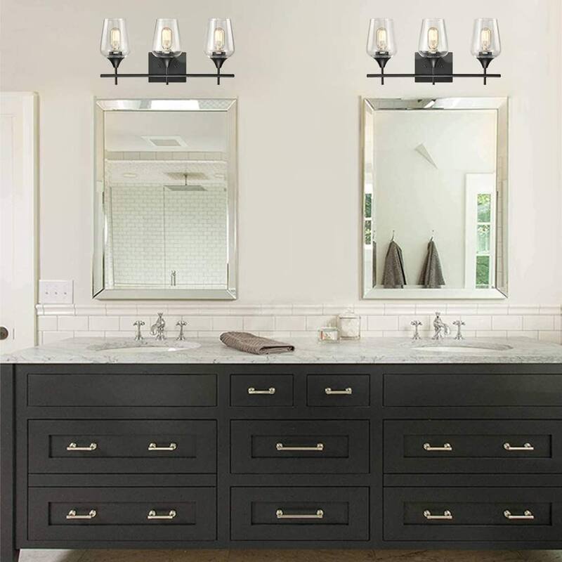 Monaco Farmhouse Bathroom Vanity Lights 3-Light Clear Glass Wall Sconces