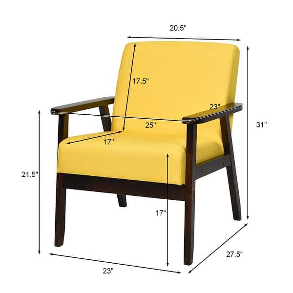 dimension image slide 3 of 7, Costway Set of 2 Fabric Accent Armchair Solid Wood Upholstered Lounge - See Details
