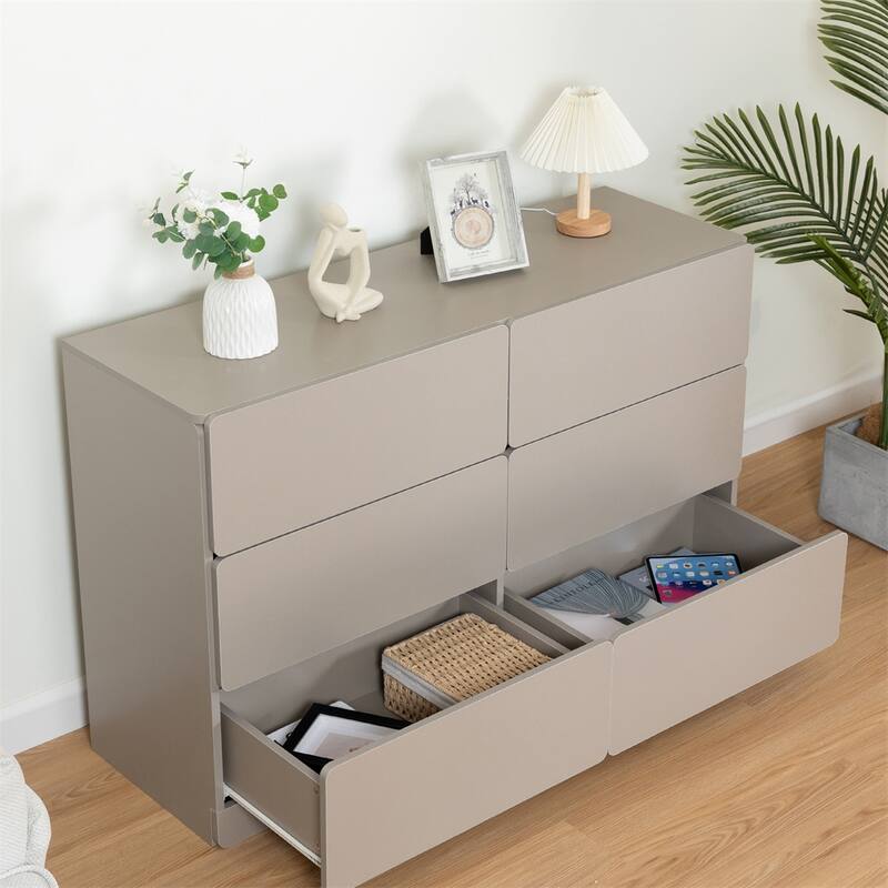 Wood Drawer Dresser Cabinet with Six Drawers