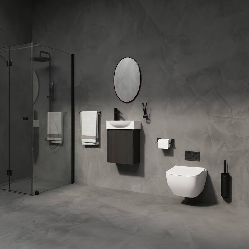 GDFStudio - Levistar Modern Wall-Mounted Bathroom Vanity with Scratch-Resistant Sink & Soft Close Door for Small Space