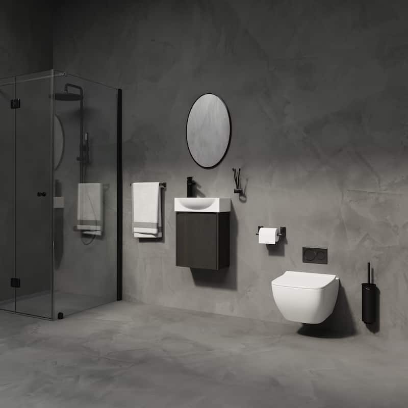 Modern Bathroom Small Vanity with Sink - Black