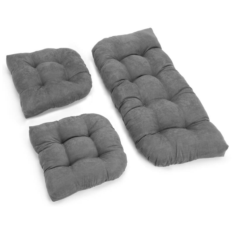 Microsuede 3-piece Indoor Settee Cushion Set - Steel Grey