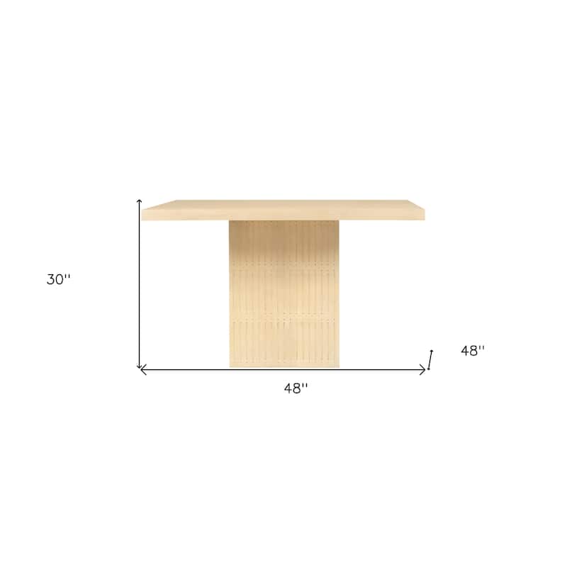 HomeRoots 48" Natural Solid Wood Pedestal Base Square Dining Table - 48 in. x 30 in. x 48 in.