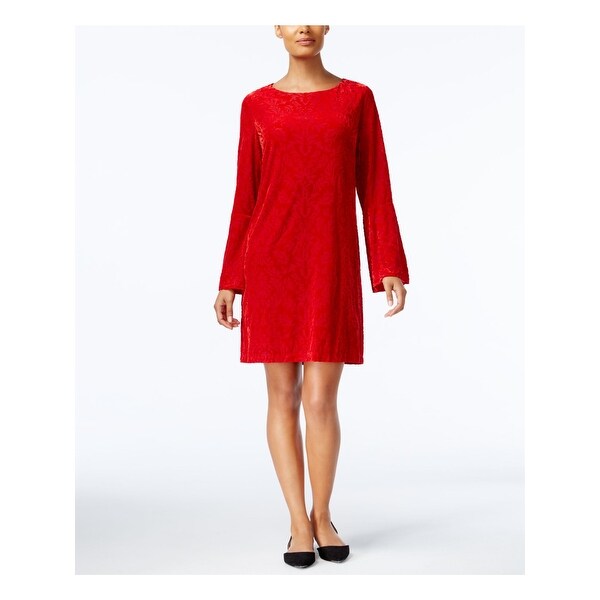 womens red shift dress