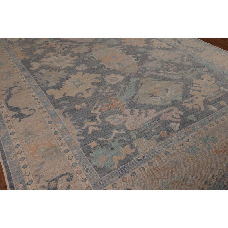 Oushak Turkish Area Rug Handmade Grey Vegetable Dye Wool Carpet - 9'6"x 11'10"