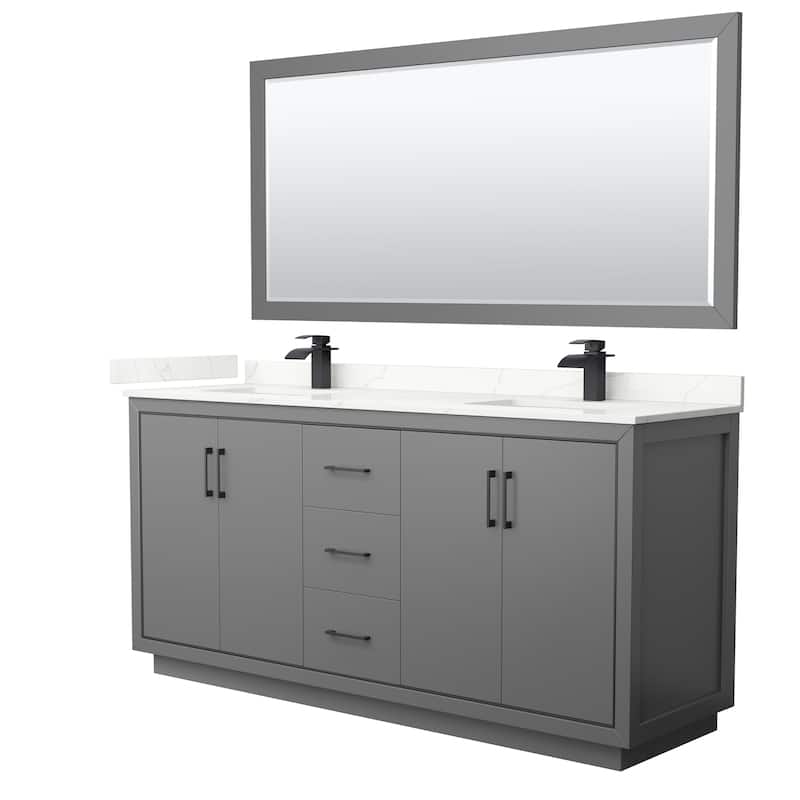 Icon 72-inch Double Vanity, Quartz Top, 70-inch Mirror