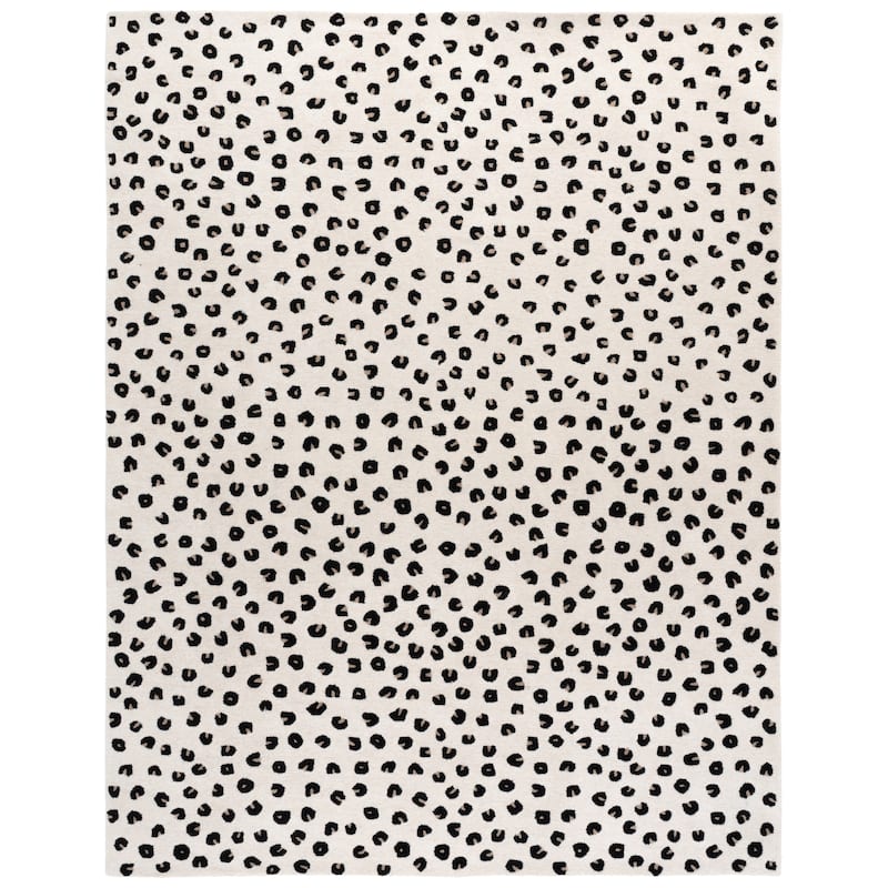 SAFAVIEH Handmade Fifth Avenue Margitta Animal Print Wool Rug - 9' x 12' - Ivory/Black