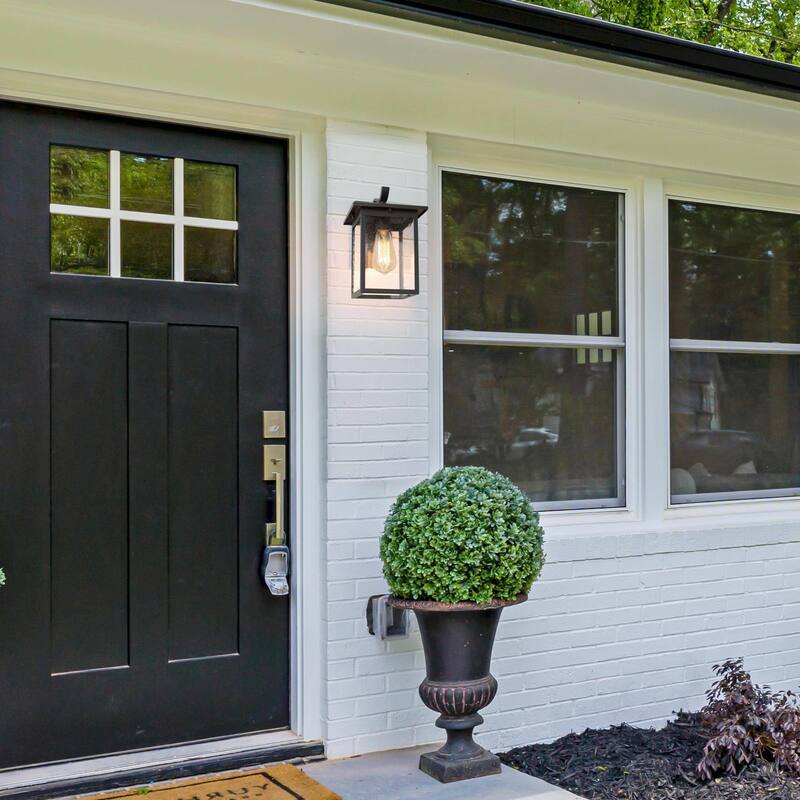 Havenside Home Modern Farmhouse 1-Light Outdoor Wall Sconces Black Lantern Wall Light - W7"x H12.2"x E9"