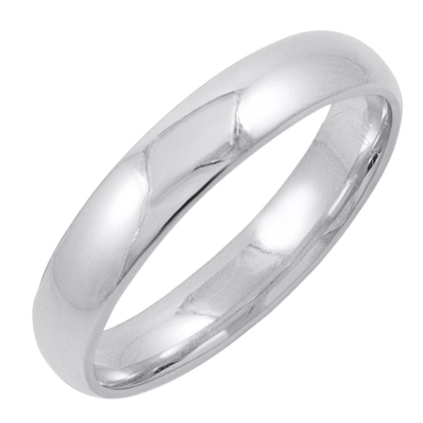 Men's 14K White Gold 4MM Comfort Fit Plain Wedding Band (Available Ring Sizes 8-12 1/2)