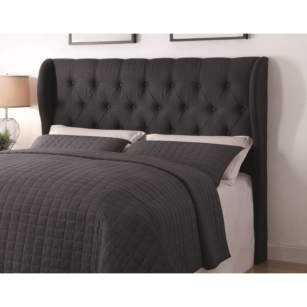 Charcoal sale tufted headboard