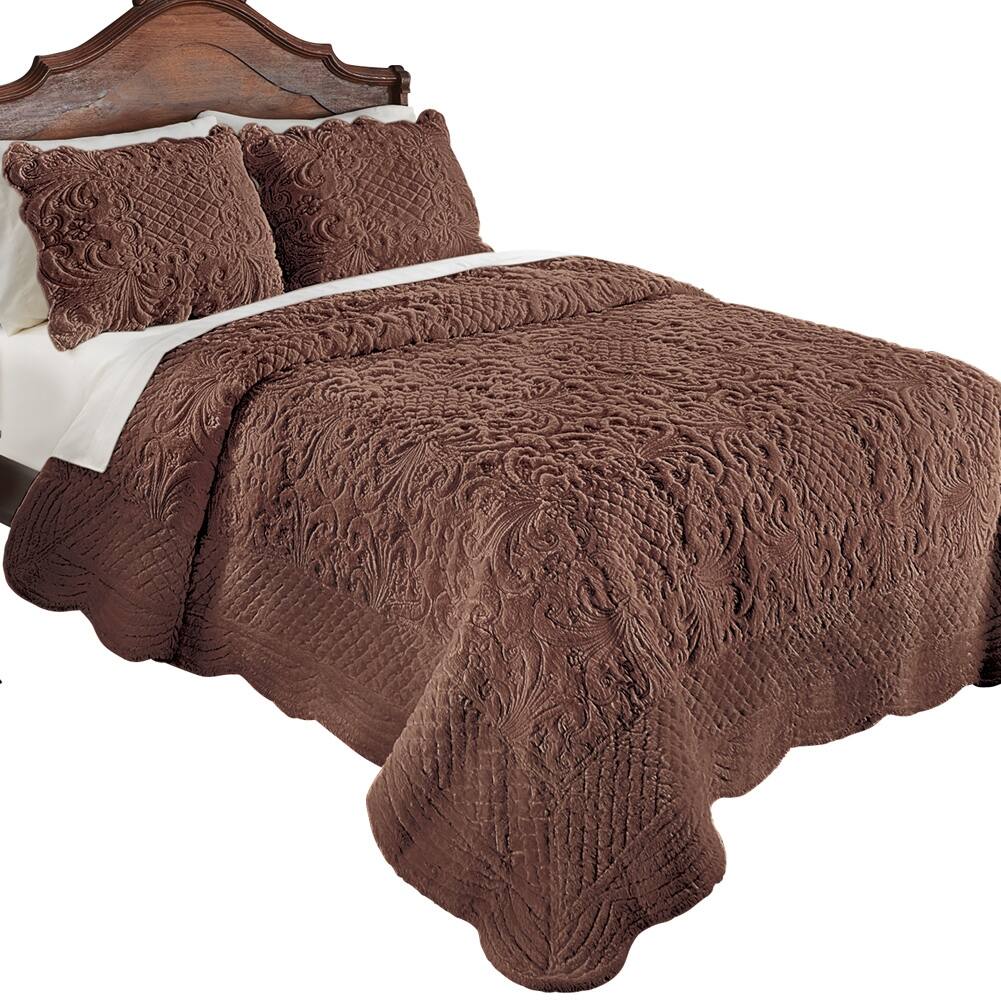 Elegant Scroll and Lattice Pattern Ultra Soft Fake Fur Quilt On Sale Bed Bath & Beyond