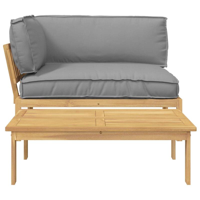 vidaXL Sofa Set with Cushion Plain Manual 2 pcs Grey Solid Acacia Wood - 52.36 x 36.22 x 27.17 in