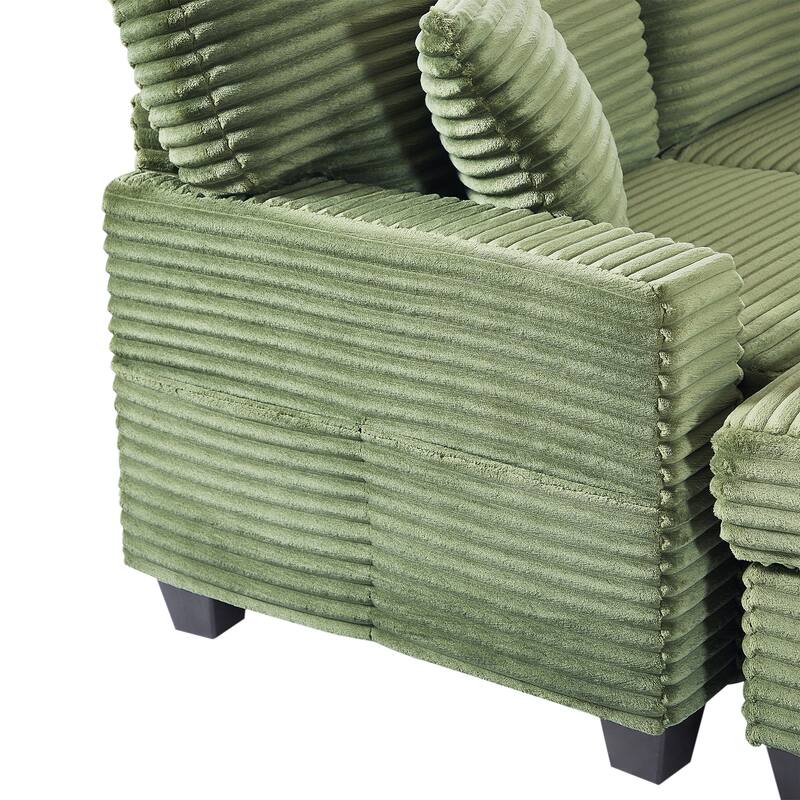 125.2" Corduroy U-Shaped Sectional Sofa with Movable Ottoman and Side Storage Pockets