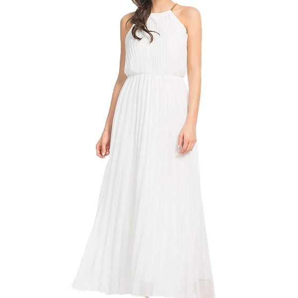 White Pleated Maxi Dress