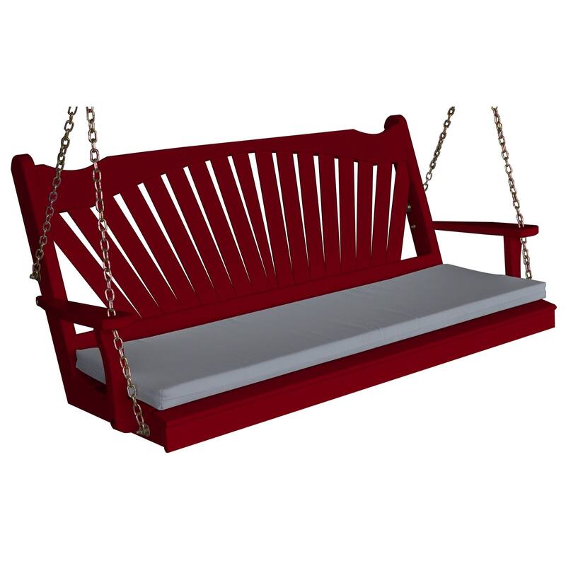 Pine 4' Fanback Swing - Tractor Red
