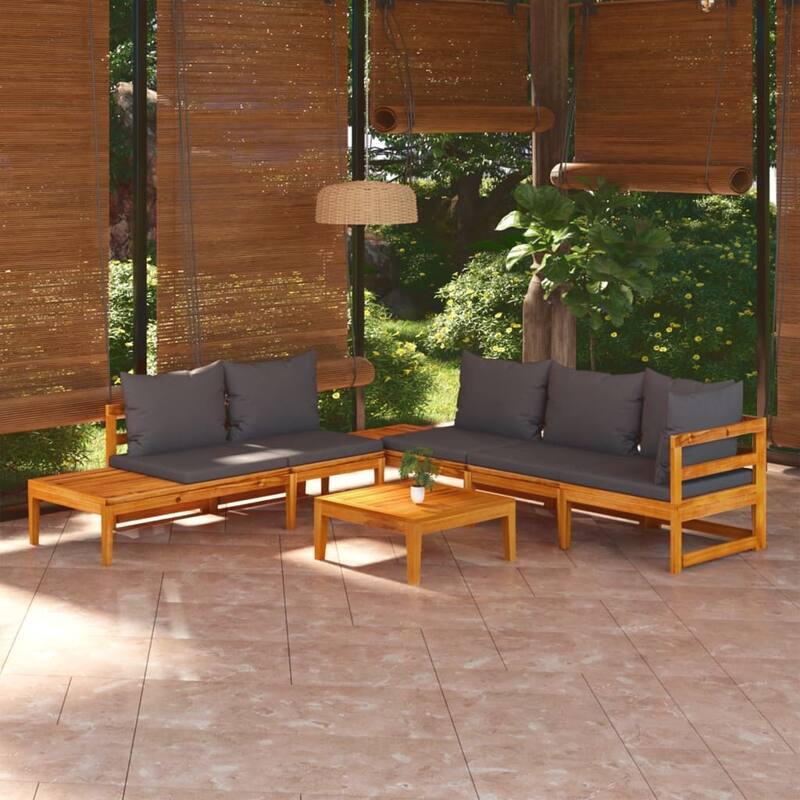 vidaXL Patio Lounge Set Chaise Lounge Outdoor Furniture Chair Acacia Wood - 25.2" x 25.2" x 11.4"