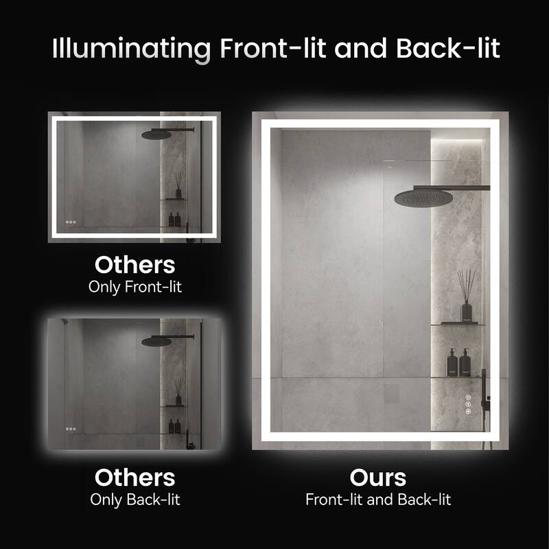 Topcraft LED Aluminum Framed Wall Mounted Bathroom Mirror