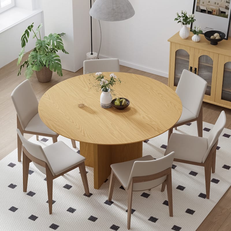 Solid Wood Round Dining Table for 4-8 People Nordic style - 52*30 - Wood