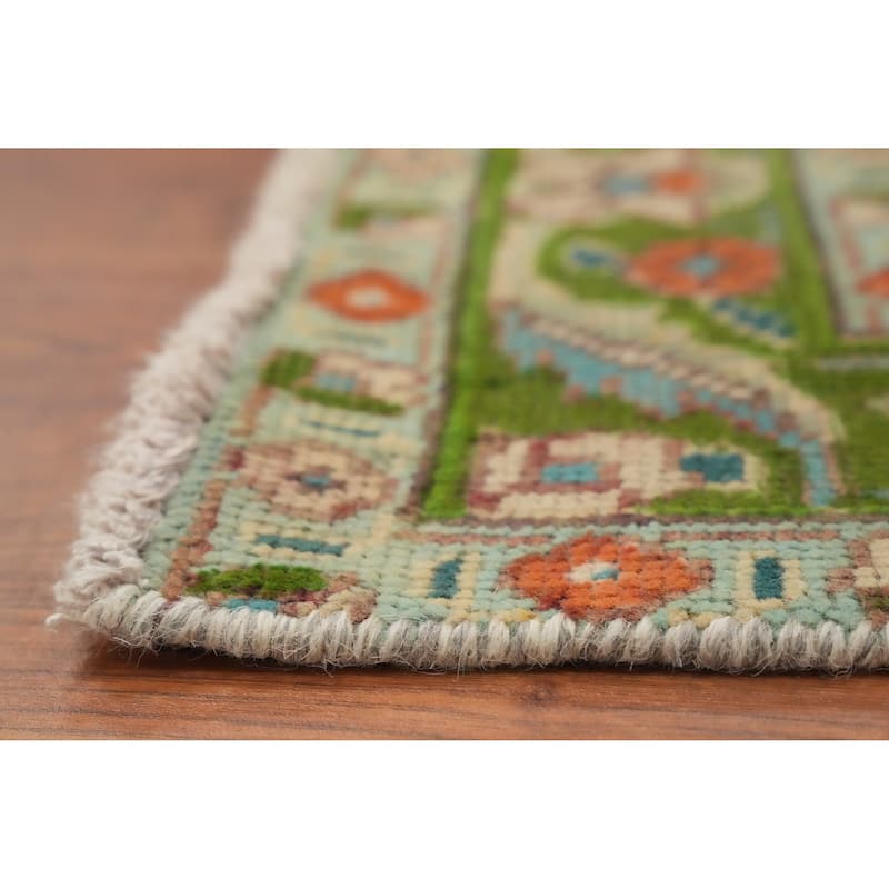 Hand Knotted Oriental 100% Wool Carpet Traditional Floral Oranges & Rust Tabriz Area Rug - 4' 11'' X 3' 1''