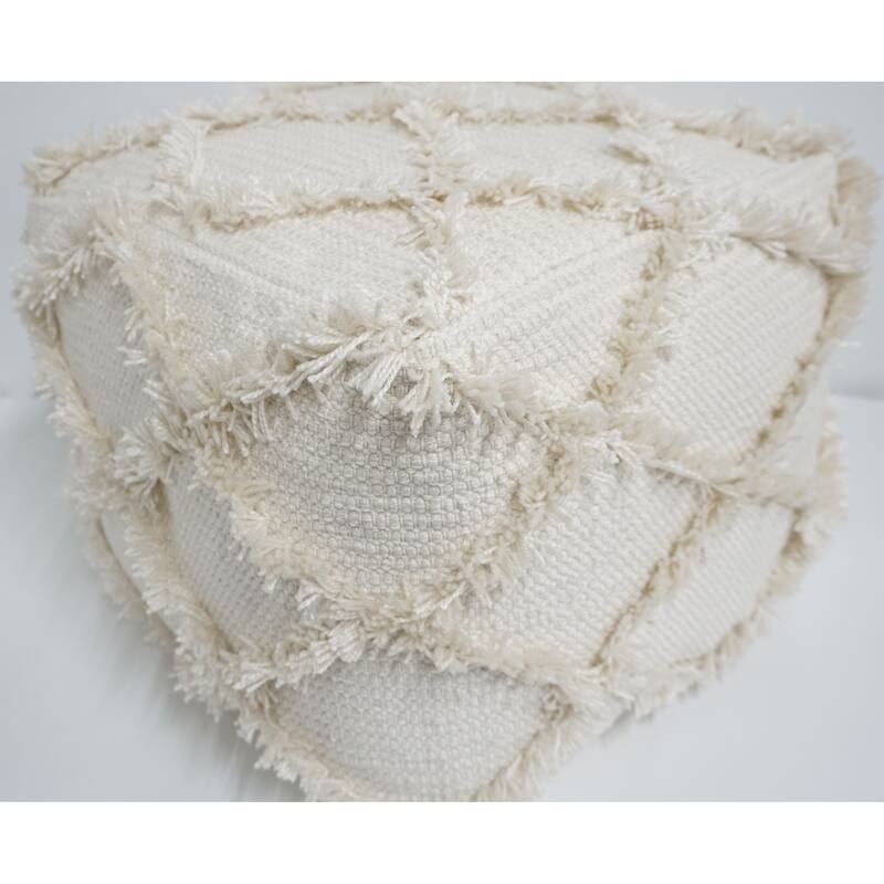 Home&Manor Wool Cotton Assisi Pouf