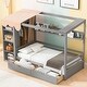 preview thumbnail 36 of 97, House Platform Bed with Open Pent Roof, Built-in Wardrobe, 4 Side Compartments, 3 Top Shelves, 2 Drawers, Curtain Fabric
